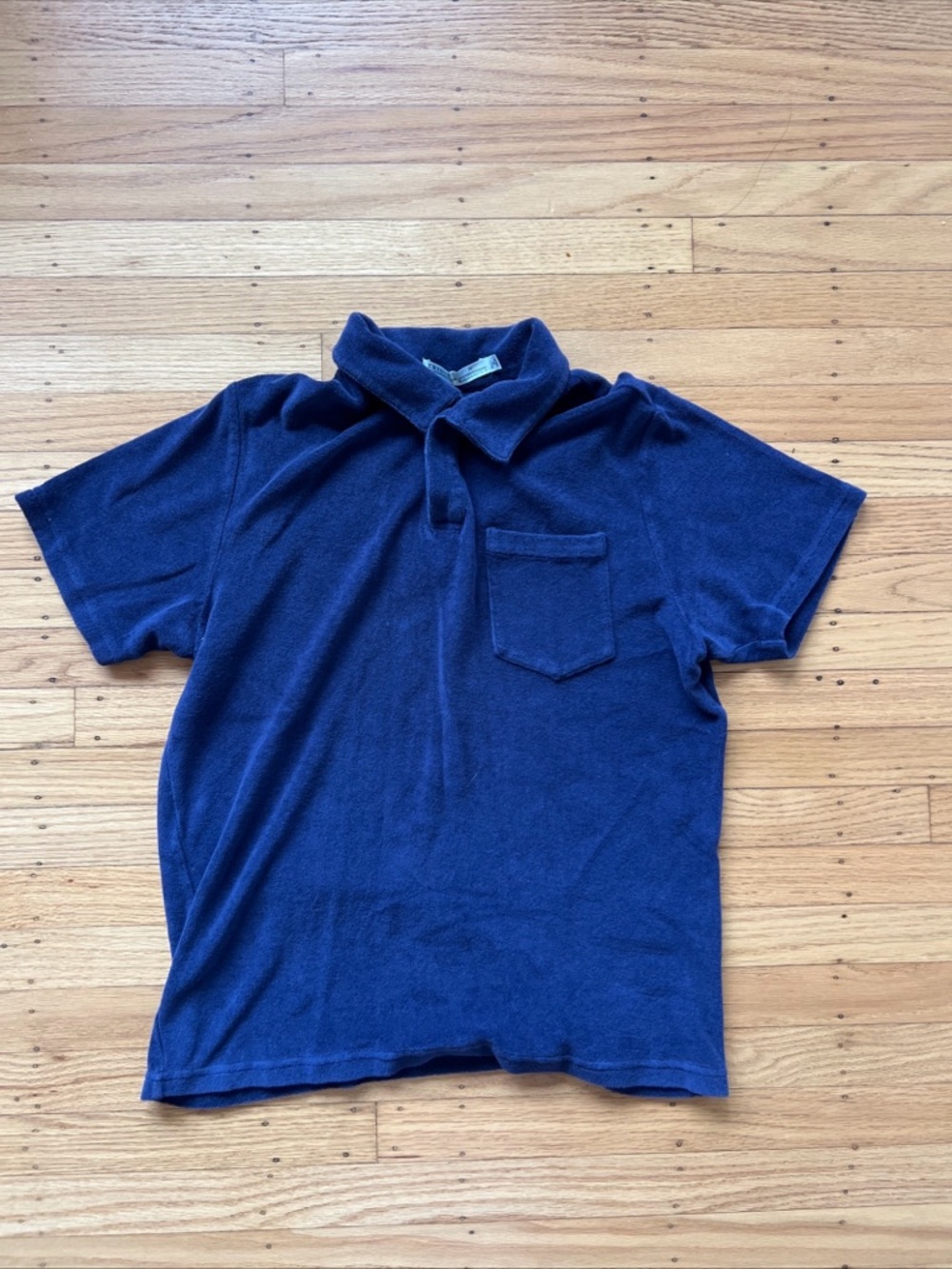 Criquet Terry Cloth Polo Shirt Men's Medium Blue Golf Pocket Logo 100% Cotton